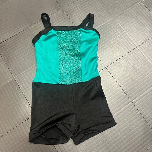 WEISSMAN SMALL CHILD GREEN AND BLACK DANCE COSTUME - Picture 1 of 5